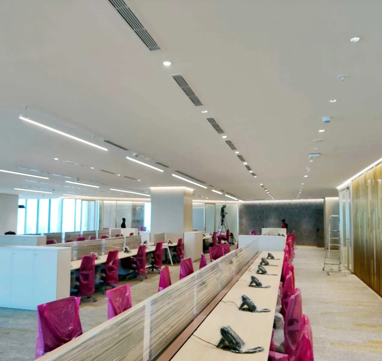 Contemporary premium commercial office with linear and architectural lighting