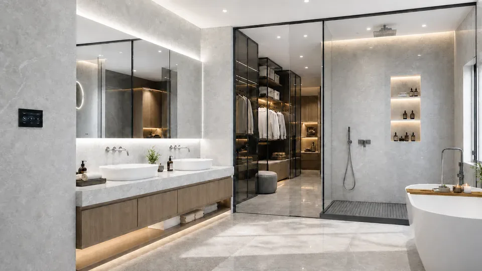 Automated bathroom and spa in Morning mode