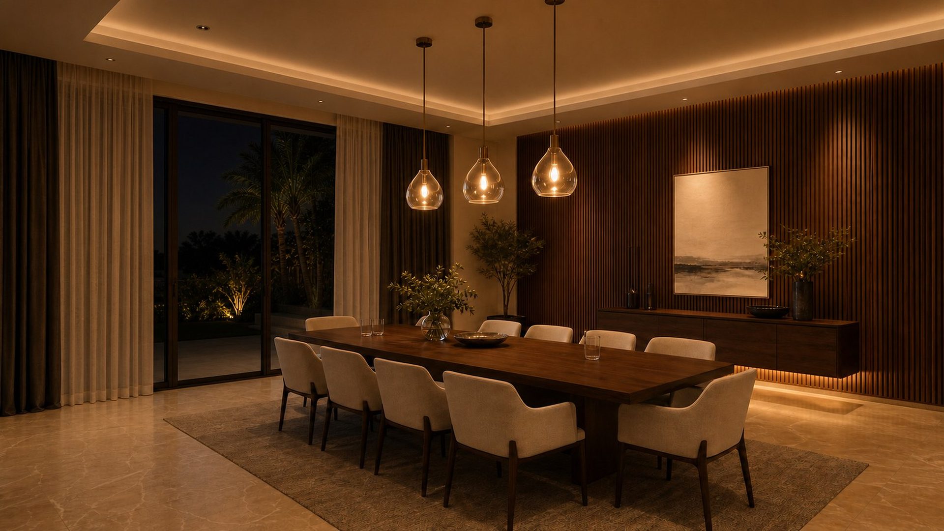Luxury dining room ready for a dinner scene