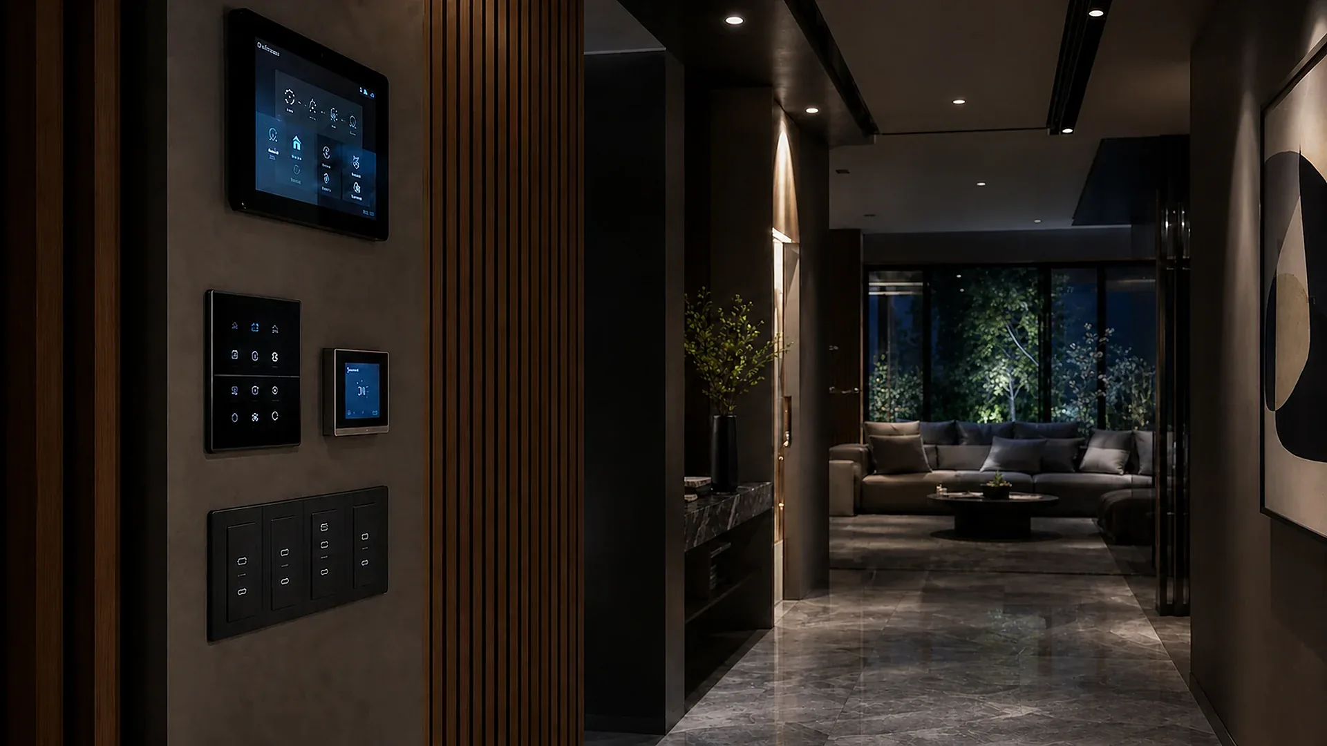 Entrance foyer prepared for a secure visitor arrival