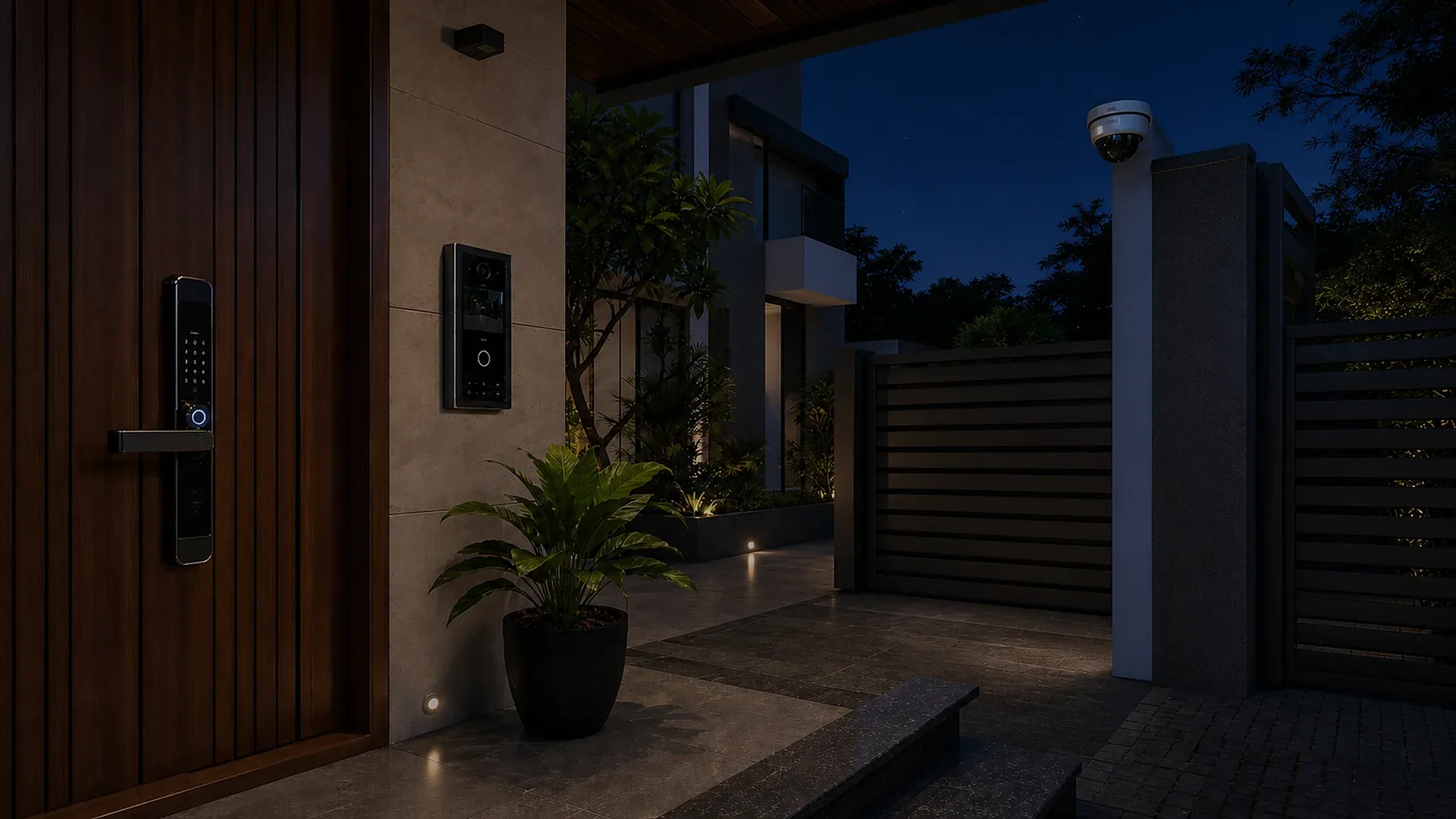 Garage and driveway secured while the family is away