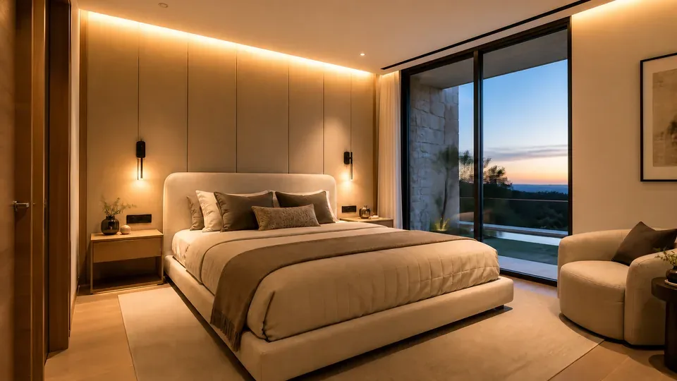 Luxury guest bedroom in Welcome mode