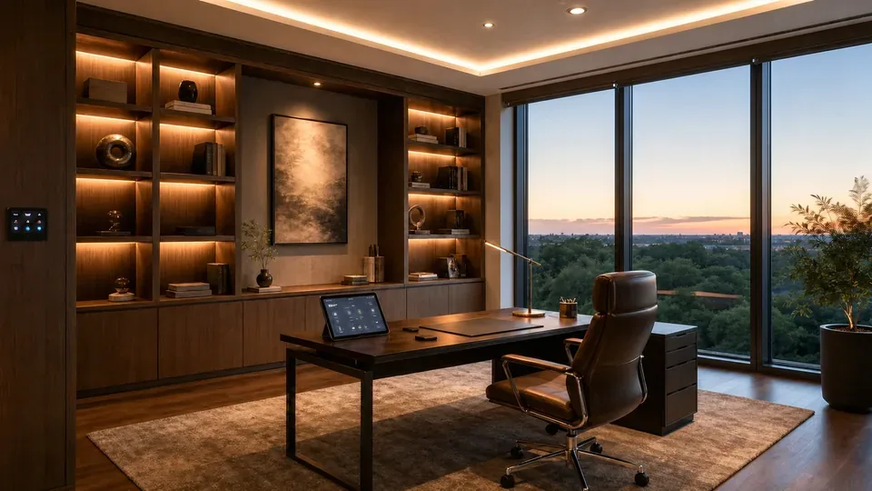 Smart home office in Welcome mode