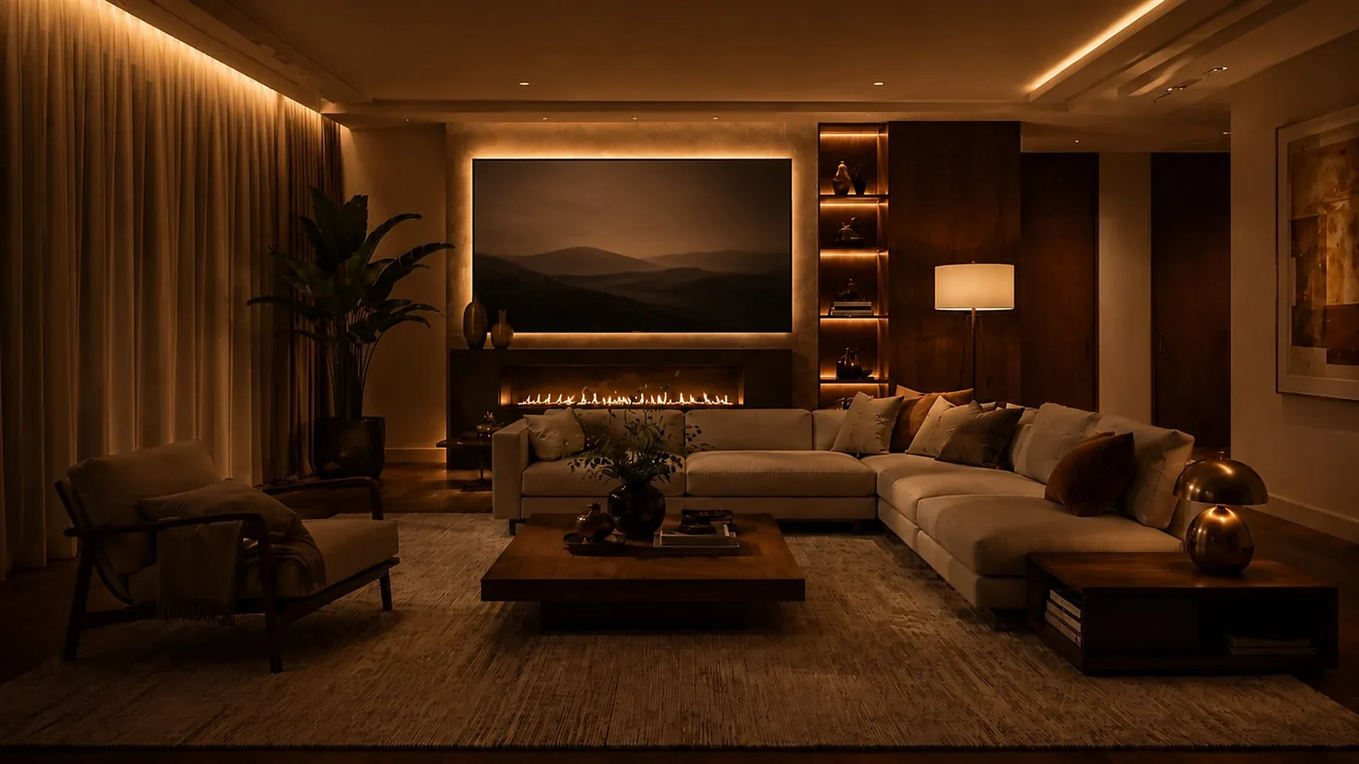 Completed living room enhanced with unobtrusive retrofit automation