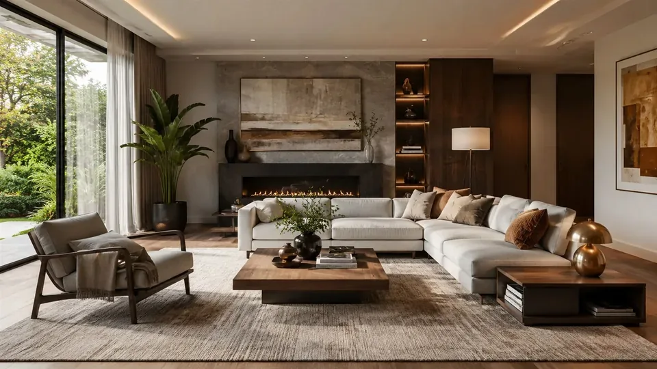 Luxury living room in its bright welcome scene